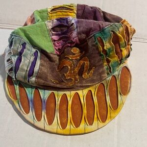 Rising International hemp Colorful Patchwork Cap with Om Symbol